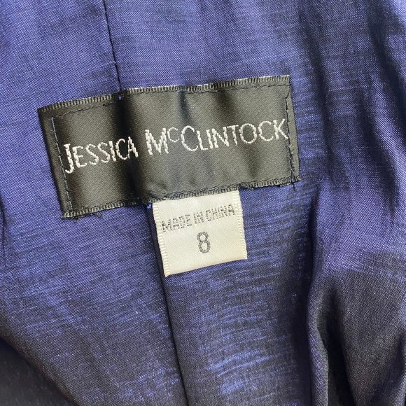 Jessica McClintok Strapless Bow Cocktail Dress Navy - Picture 5 of 9